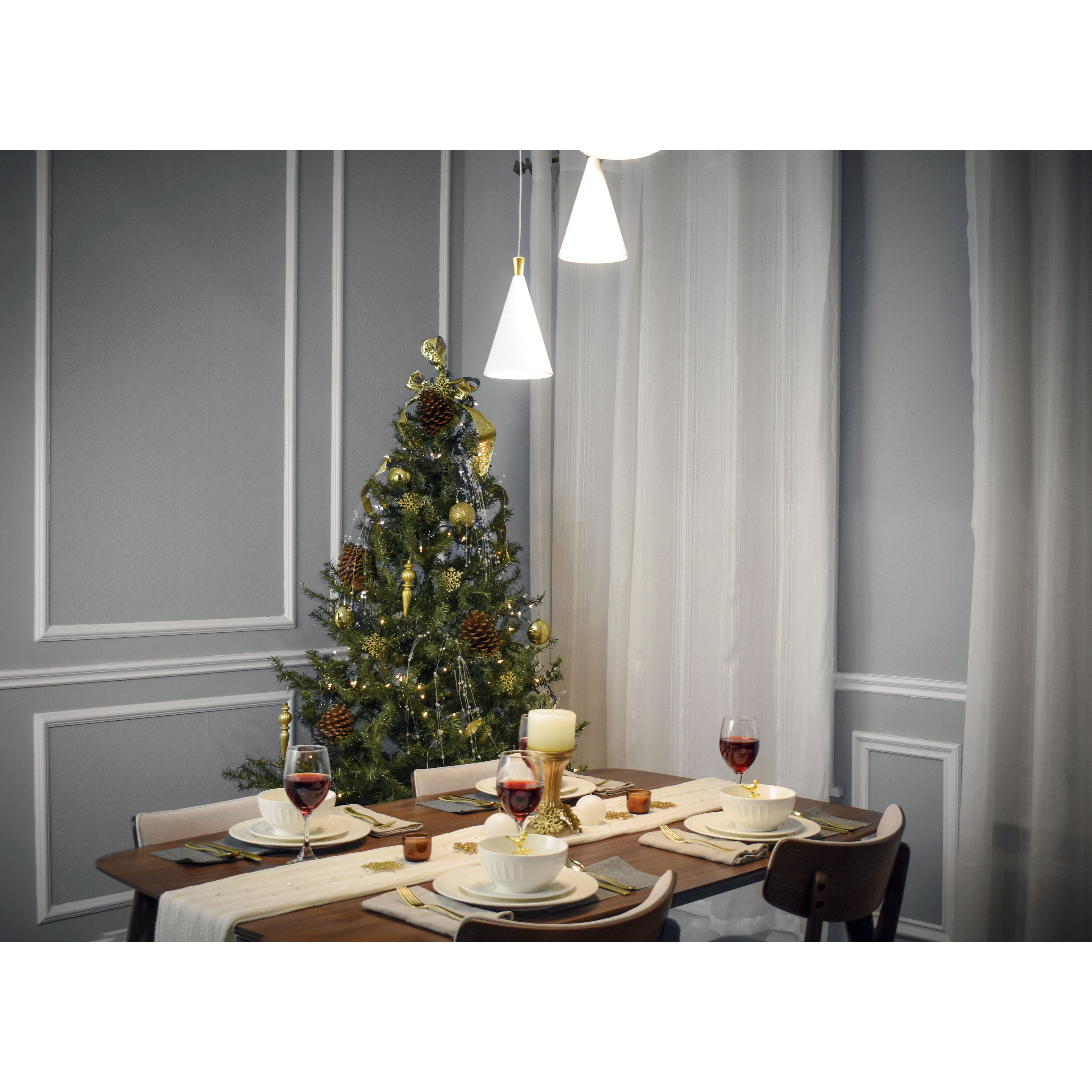 Norsk LED 15.25 inch White and Metallic Gold Multi-Light Pendant Ceiling Light